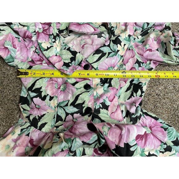 Vintage Floral Dress Midi Dress 80s 90s Flowers Cottagecore Button Down Small - Picture 7 of 7